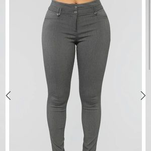 Fashion Nova Workin Me Pants - Charcoal